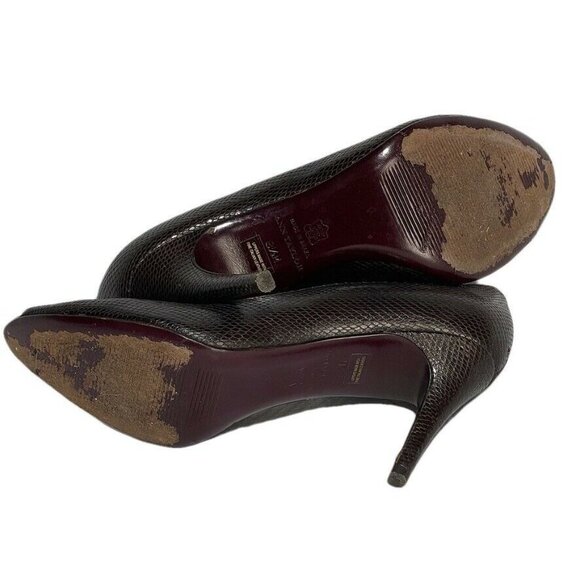 Ann Taylor Womens Peep Toe High Heel Pumps Size 8.5 Brown Textured Leather - Picture 6 of 11